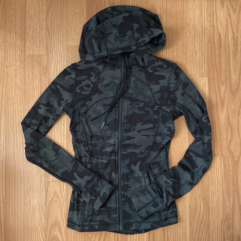 ❤️ Lululemon Women's Hooded Define Jacket Nulu Size 4 Green Camo ICMI NWT